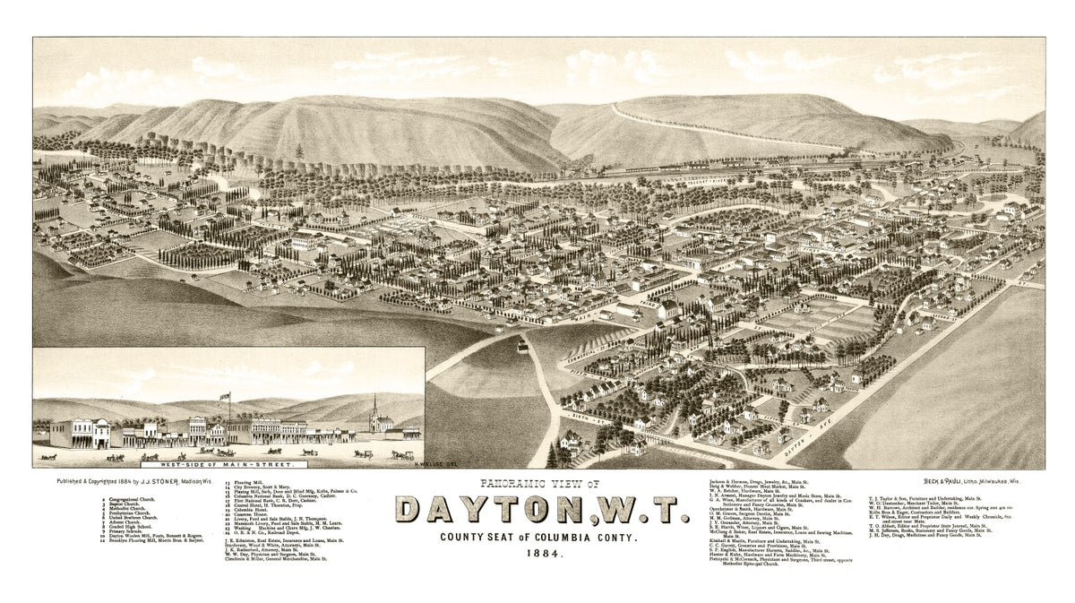 Preview of Vintage Map of Dayton, Washington 1884