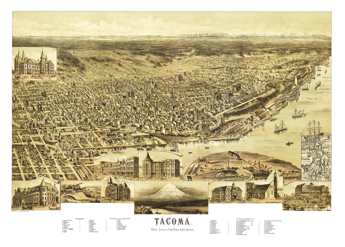 Preview of Vintage Map of Tacoma, Washington 1890