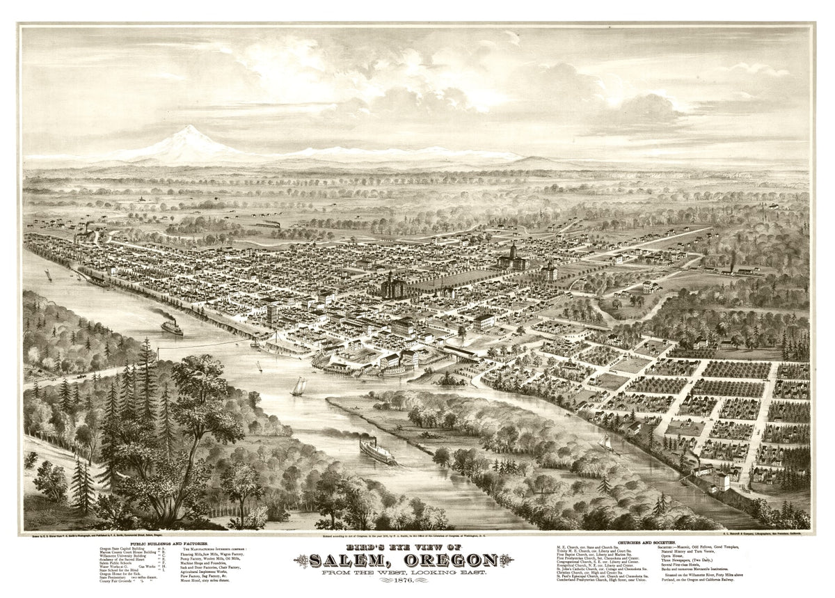 Preview of Vintage Map of Salem, Oregon 1876