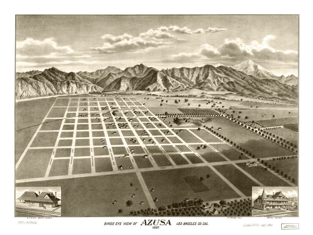 Preview of Vintage Map of Azusa, California 1887