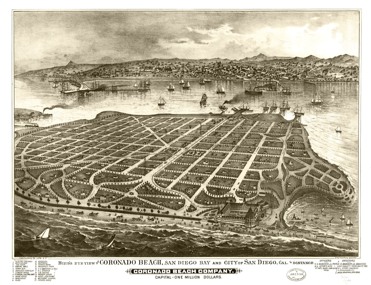 Preview of Vintage Map of San Diego, California 1880