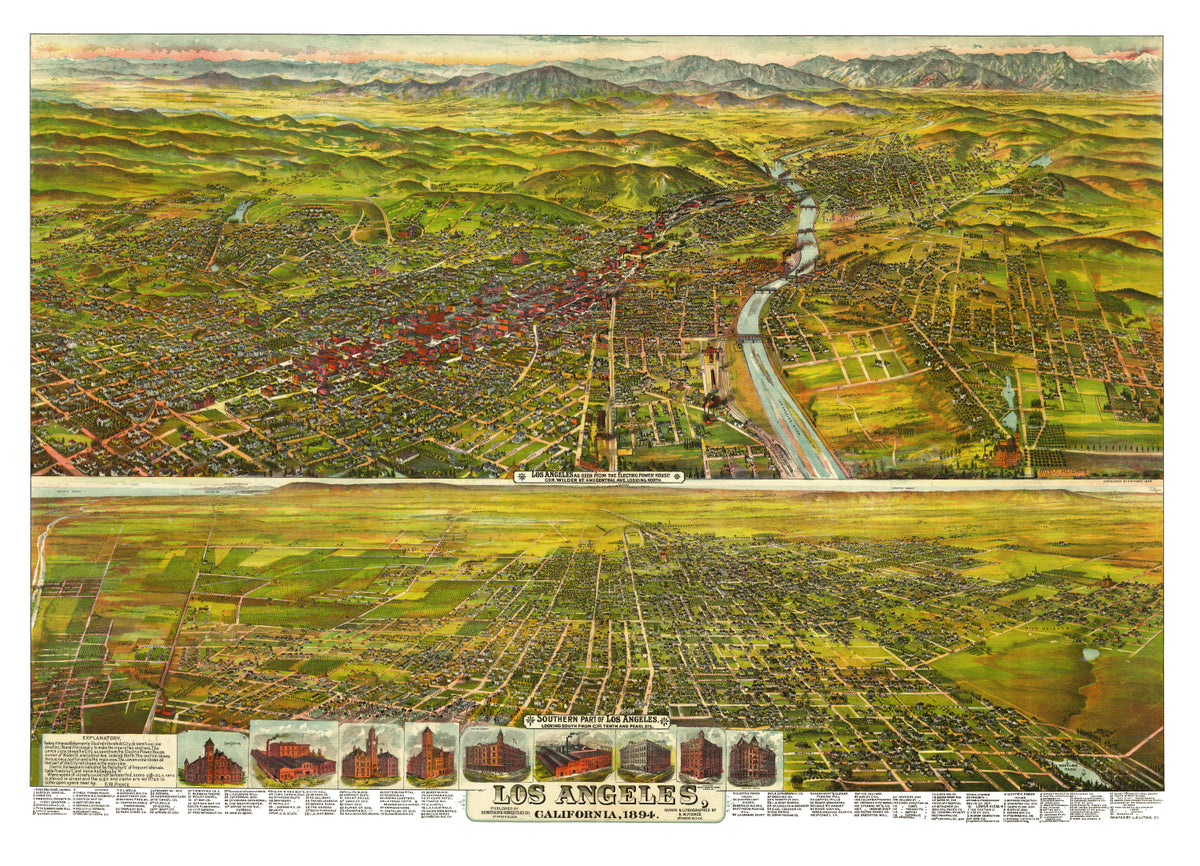 Preview of Vintage Map of Los Angeles, California 1894