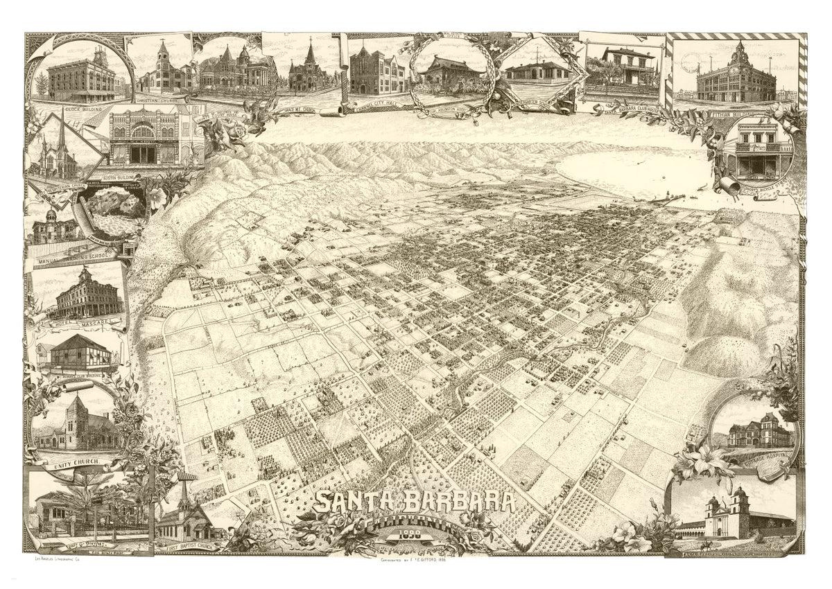 Preview of Vintage Map of Santa Barbara, California 1898