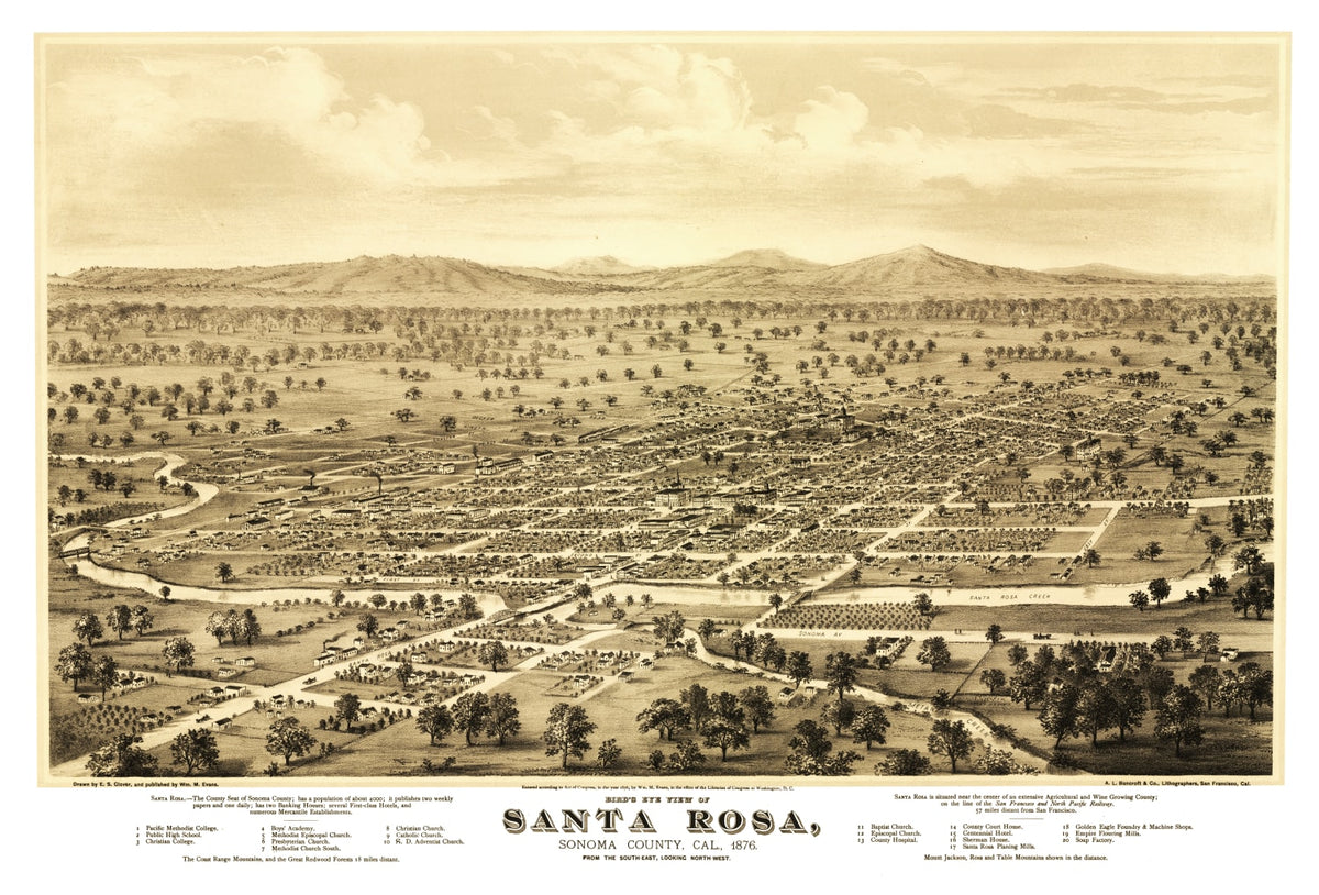 Preview of Vintage Map of Santa Rosa, California 1876