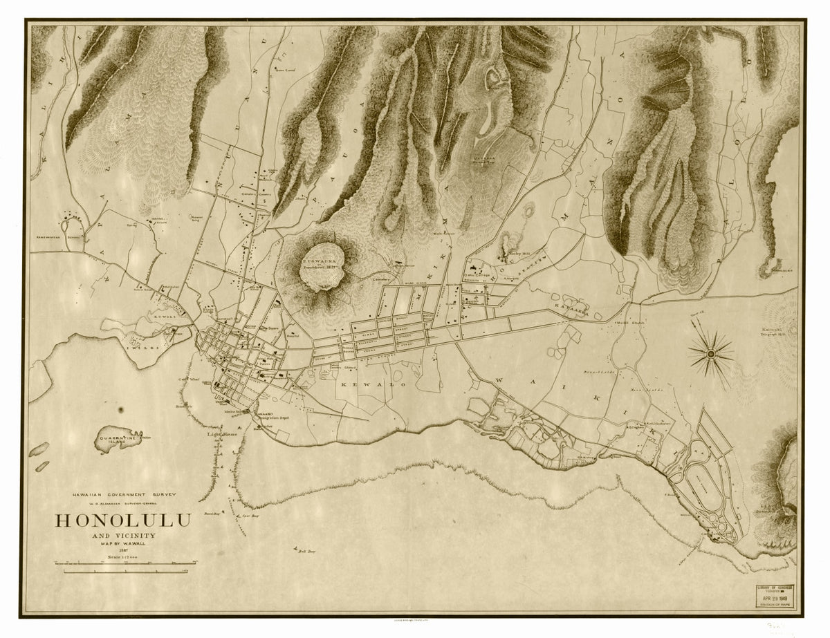 Preview of Vintage Map of Honolulu, Hawaii 1887