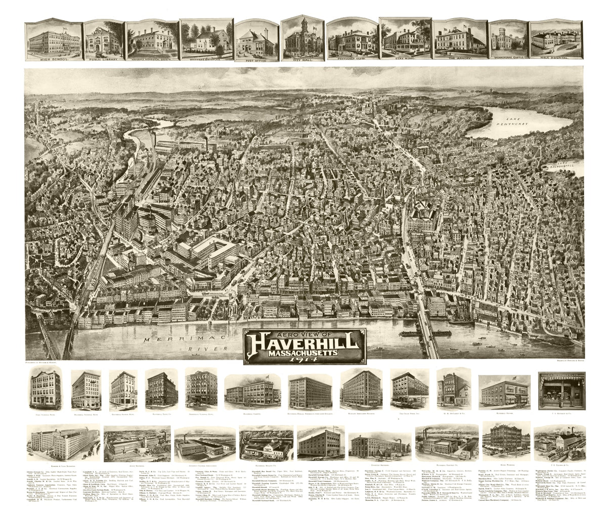 Preview of Vintage Map of Haverhill, Massachusetts 1914
