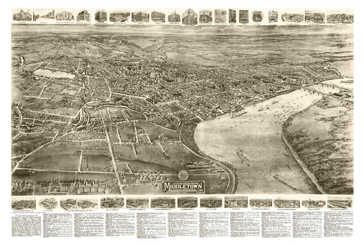 Preview of Vintage Map of Middletown, Connecticut 1915