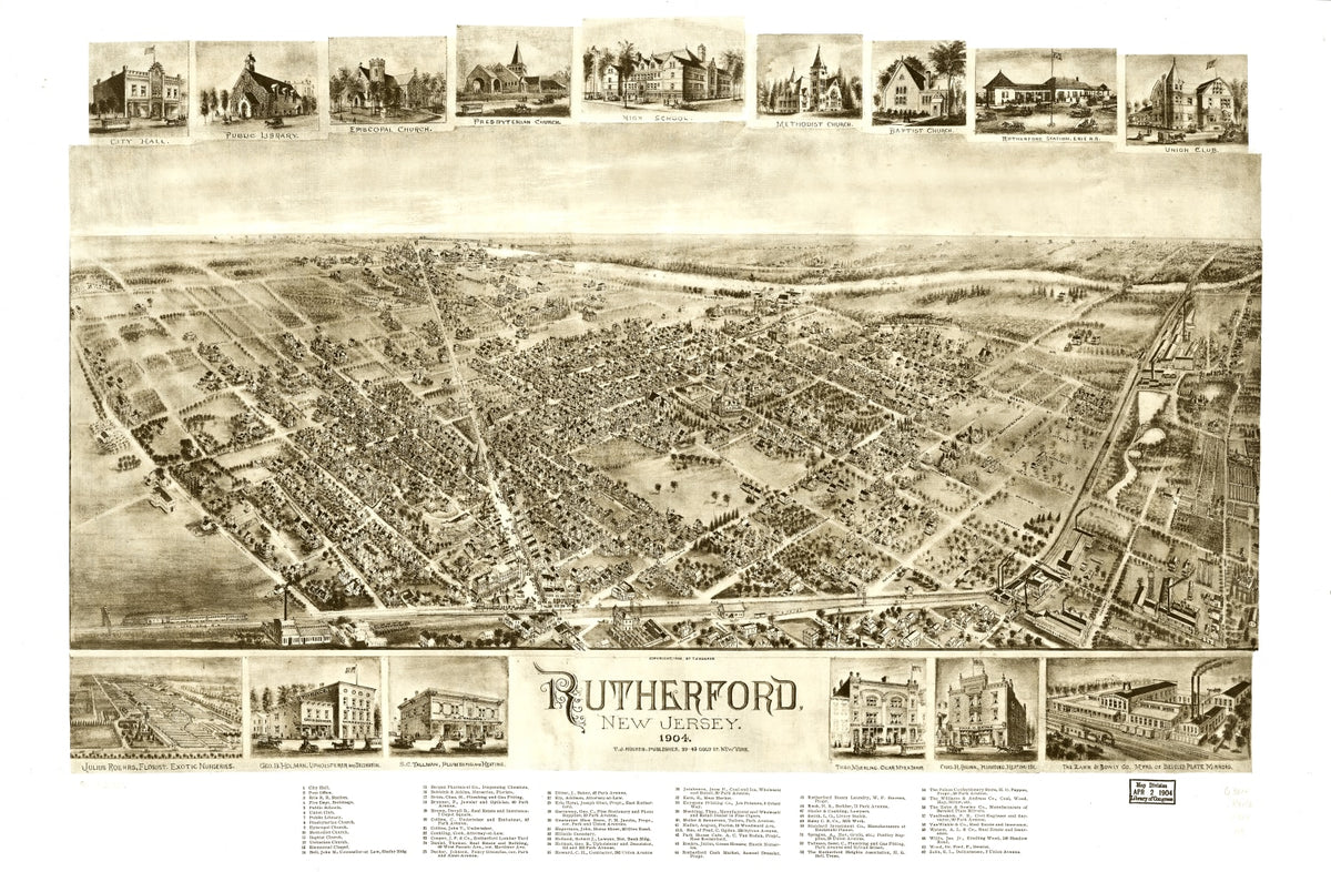 Preview of Vintage Map of Rutherford, New Jersey 1904