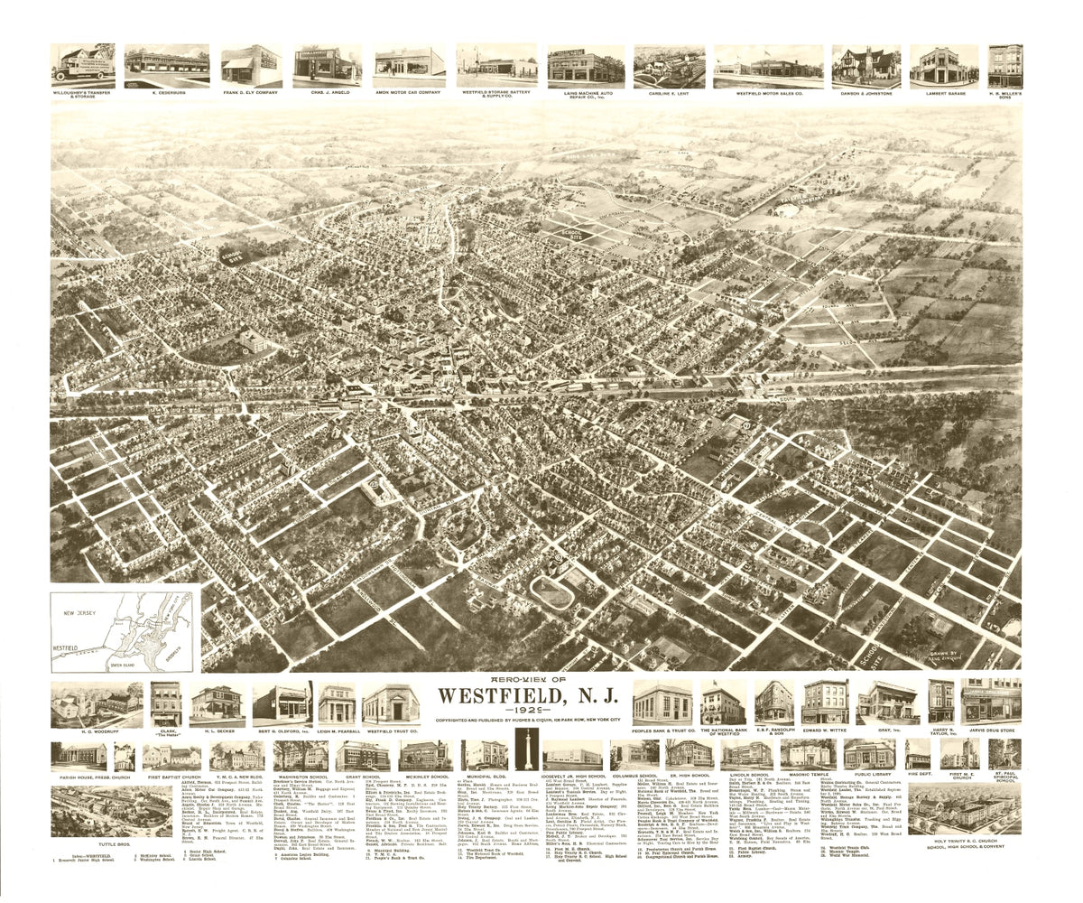 Preview of Vintage Map of Westfield, New Jersey 1929