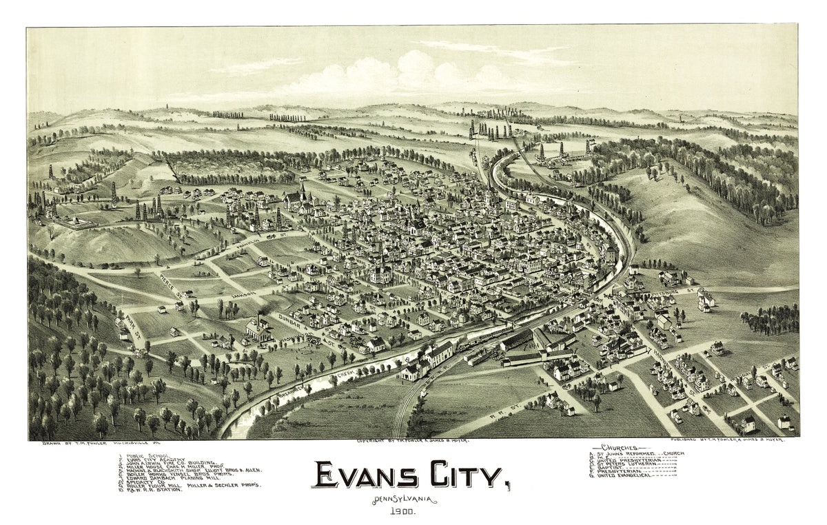 Preview of Vintage Map of Evans City, Pennsylvania 1900