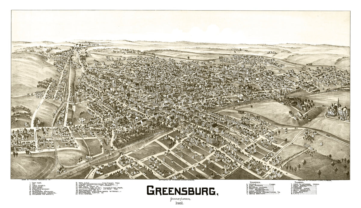 Preview of Vintage Map of Greensburg, Pennsylvania 1901