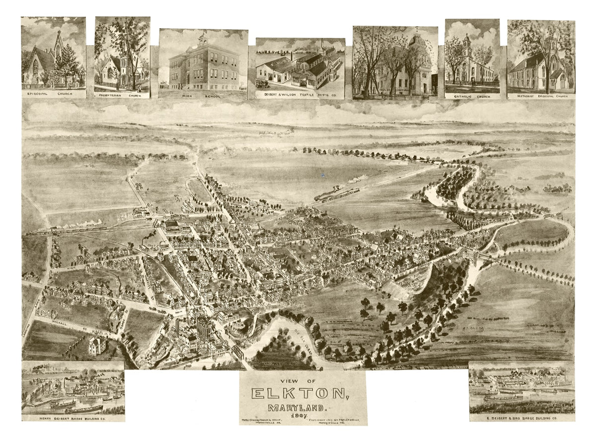 Preview of Vintage Map of Elkton, Maryland 1907