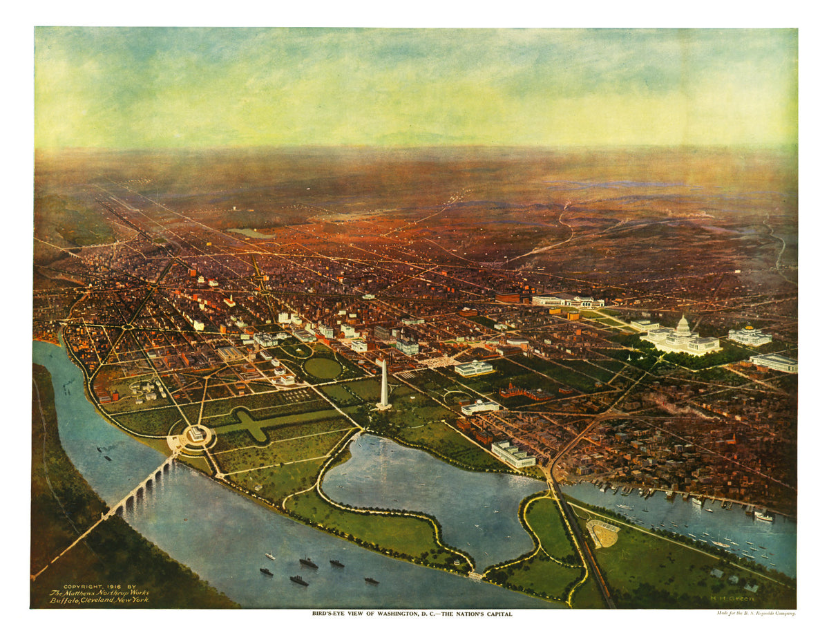 Preview of Vintage Map of Washington, D.C., Washington DC 1916