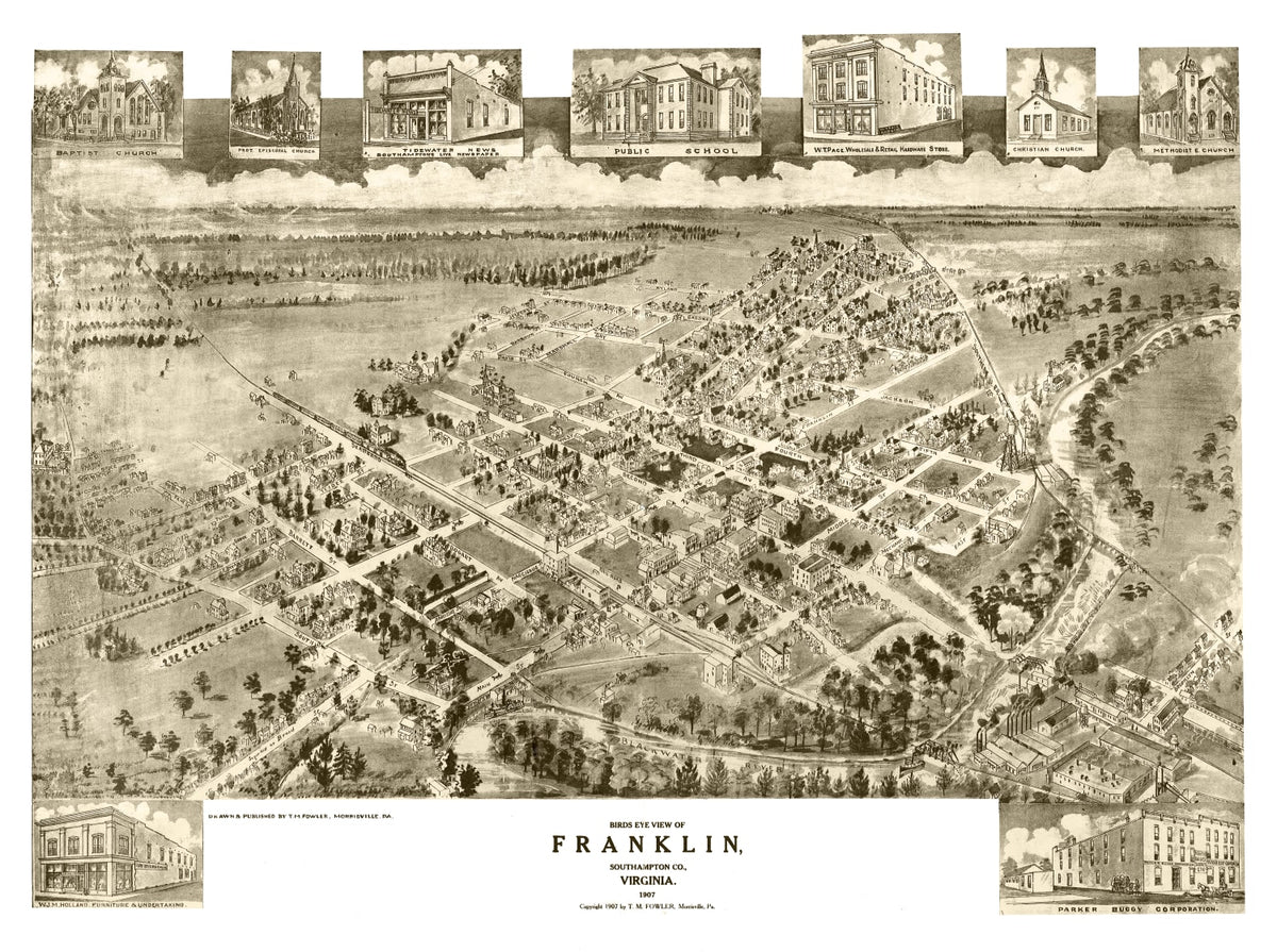 Preview of Vintage Map of Franklin, Virginia 1907