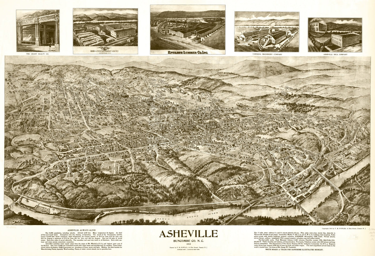 Preview of Vintage Map of Asheville, North Carolina 1912