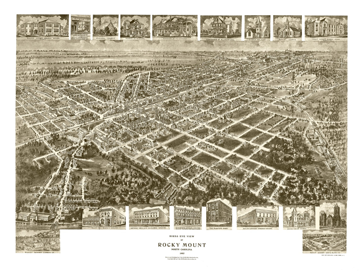 Preview of Vintage Map of Rocky Mount, North Carolina 1907