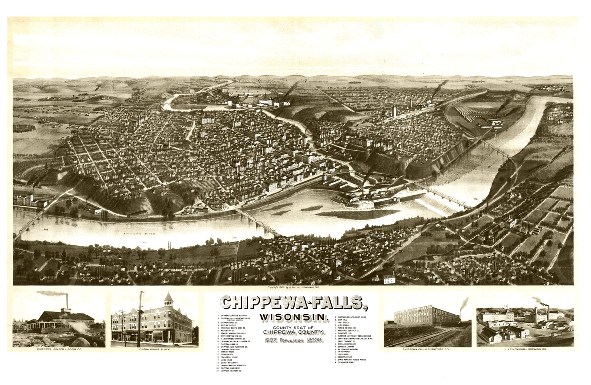 Preview of Vintage Map of Chippewa Falls, Wisconsin 1906