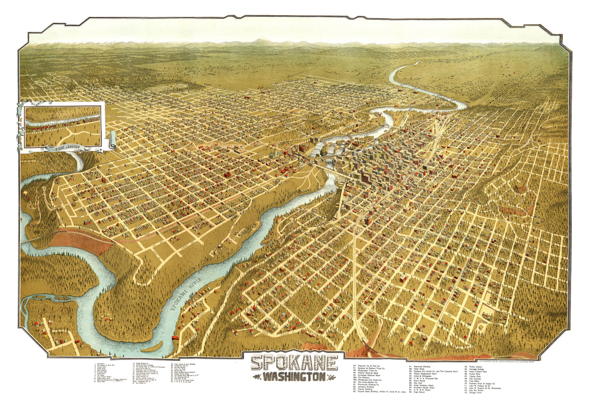 Preview of Vintage Map of Spokane, Washington 1905