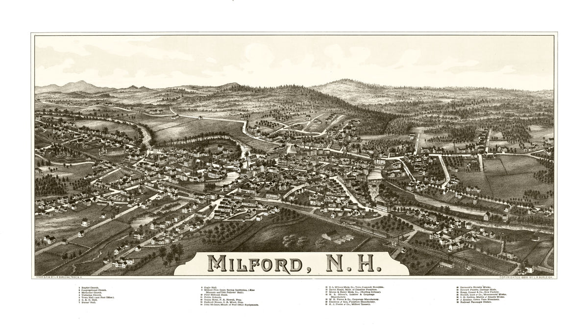 Preview of Vintage Map of Milford, New Hampshire 1886