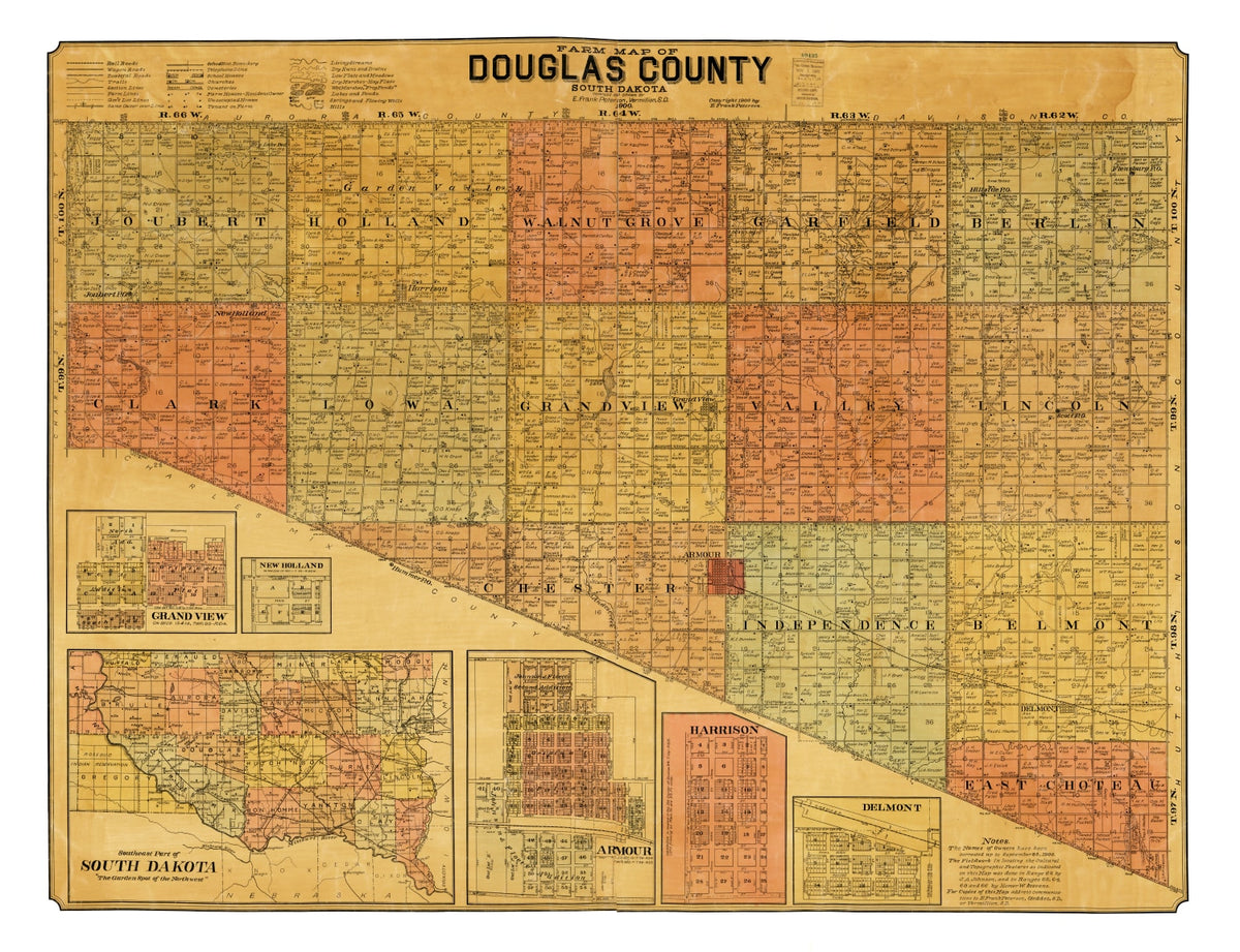 Preview of Vintage Map of Douglas County, South Dakota 1900