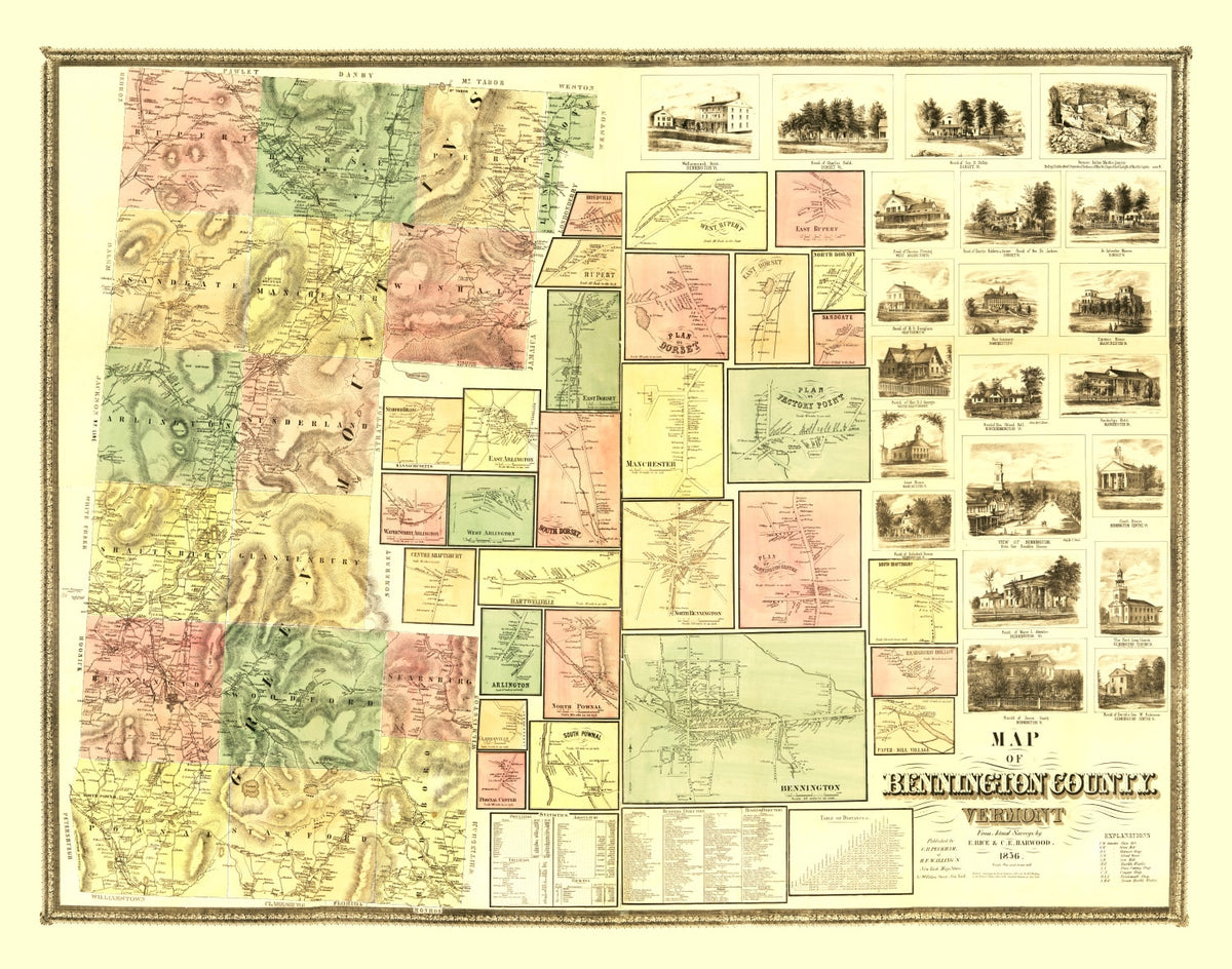 Preview of Vintage Map of Bennington County, Vermont 1856