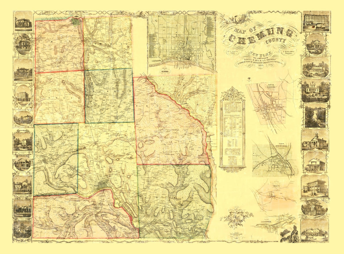Preview of Vintage Map of Chemung County, New York 1853