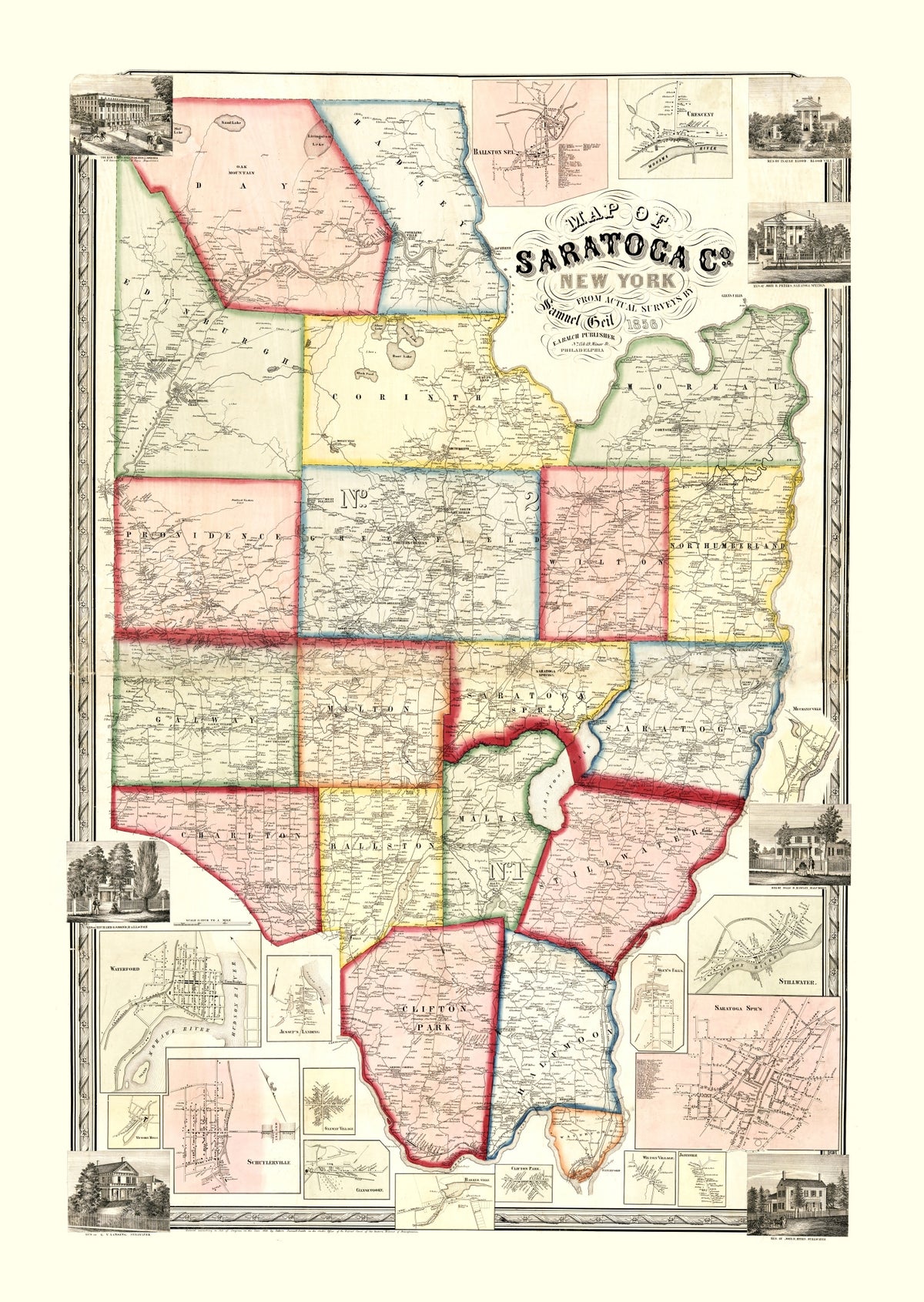 Preview of Vintage Map of Saratoga County, New York 1856