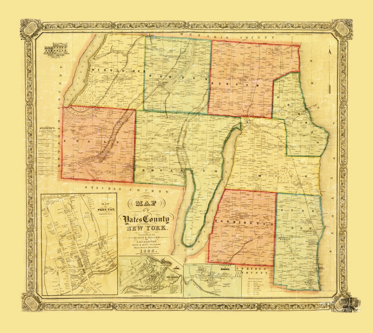 Preview of Vintage Map of Yates County, New York 1855