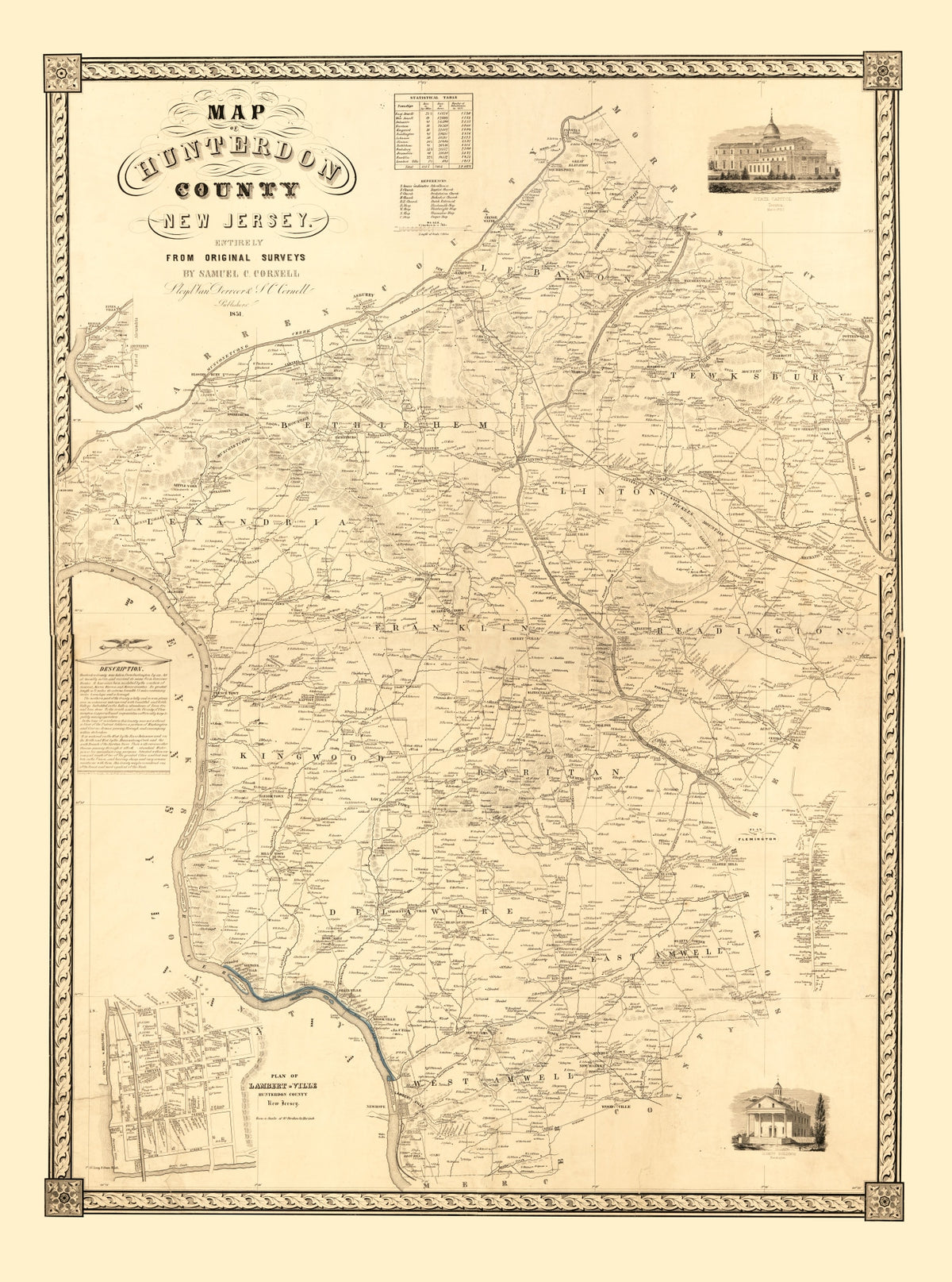 Preview of Vintage Map of Hunterdon County, New Jersey 1851
