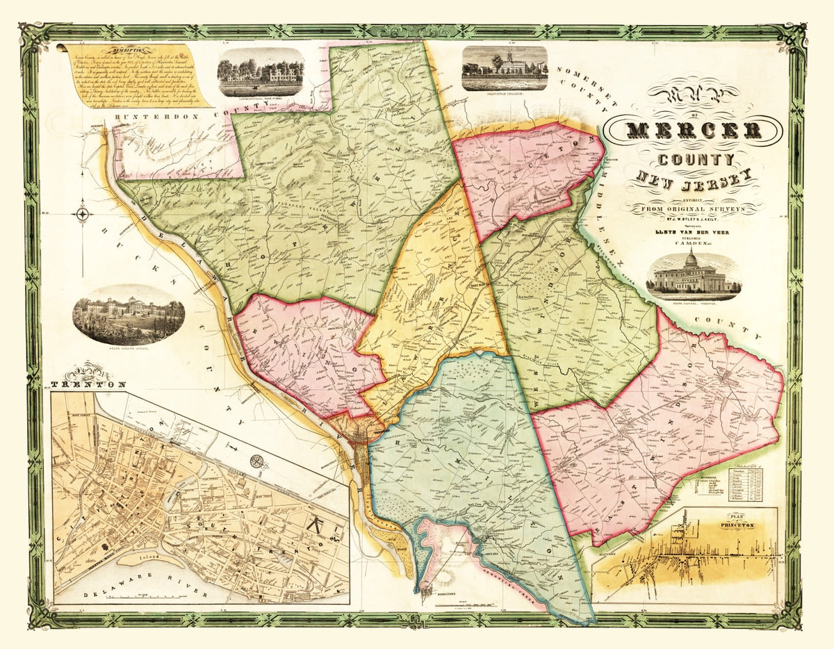 Preview of Vintage Map of Mercer County, New Jersey 1849