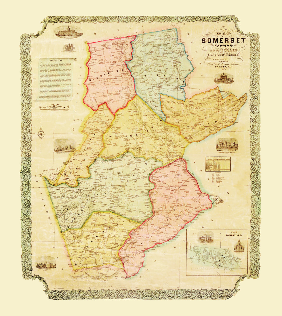Preview of Vintage Map of Somerset County, New Jersey 1850
