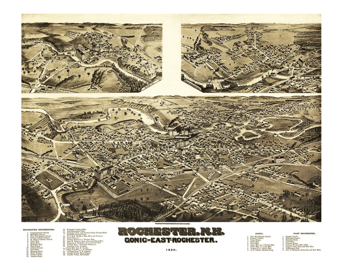 Preview of Vintage Map of Rochester, New Hampshire 1884