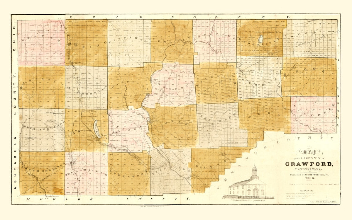 Preview of Vintage Map of Crawford County, Pennsylvania 1839