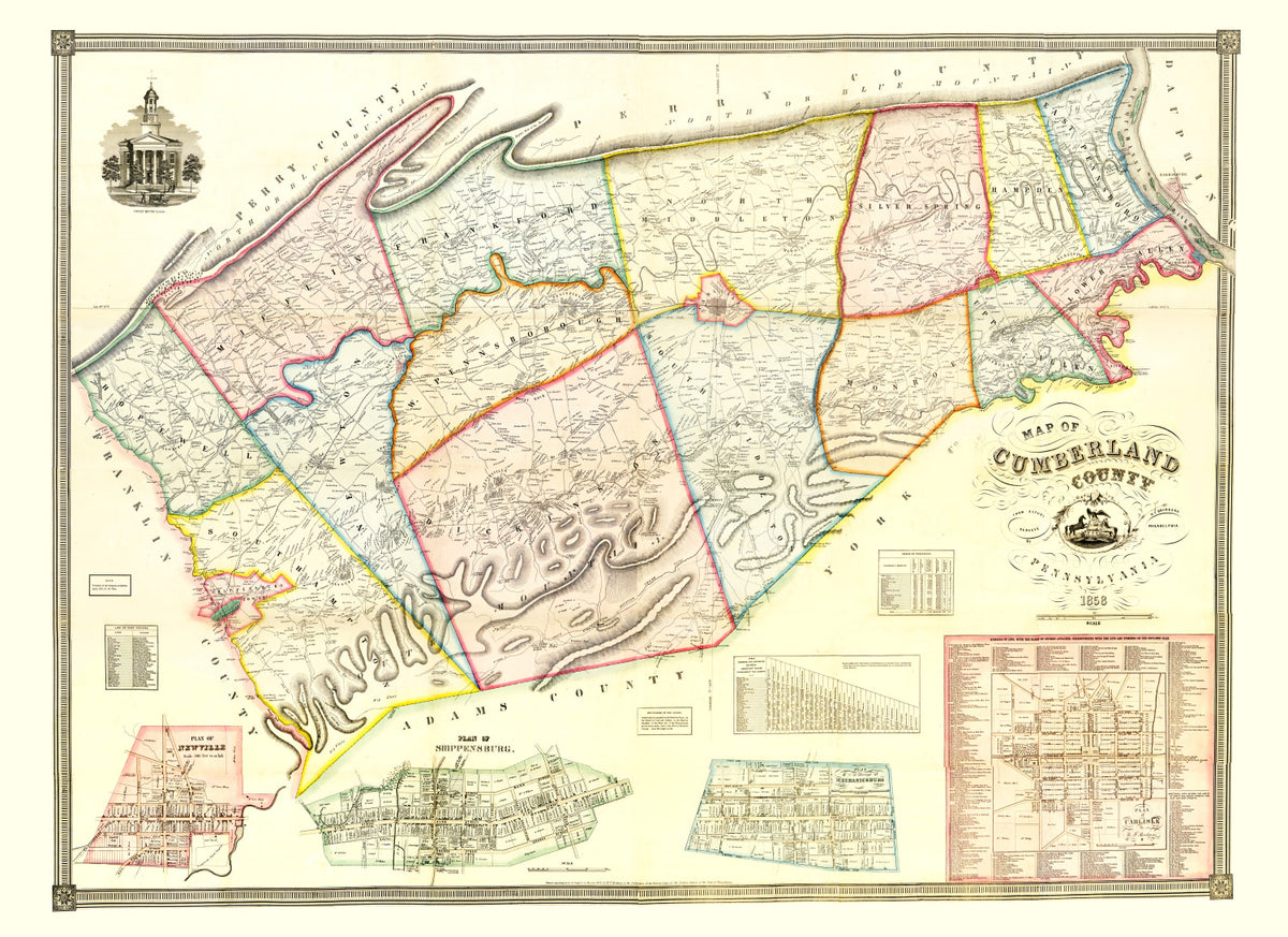 Preview of Vintage Map of Cumberland County, Pennsylvania 1858