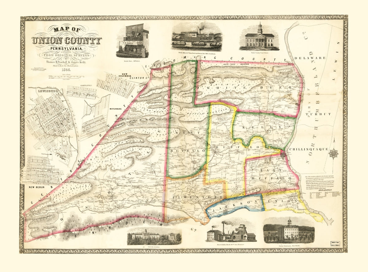 Preview of Vintage Map of Union County, Pennsylvania 1856