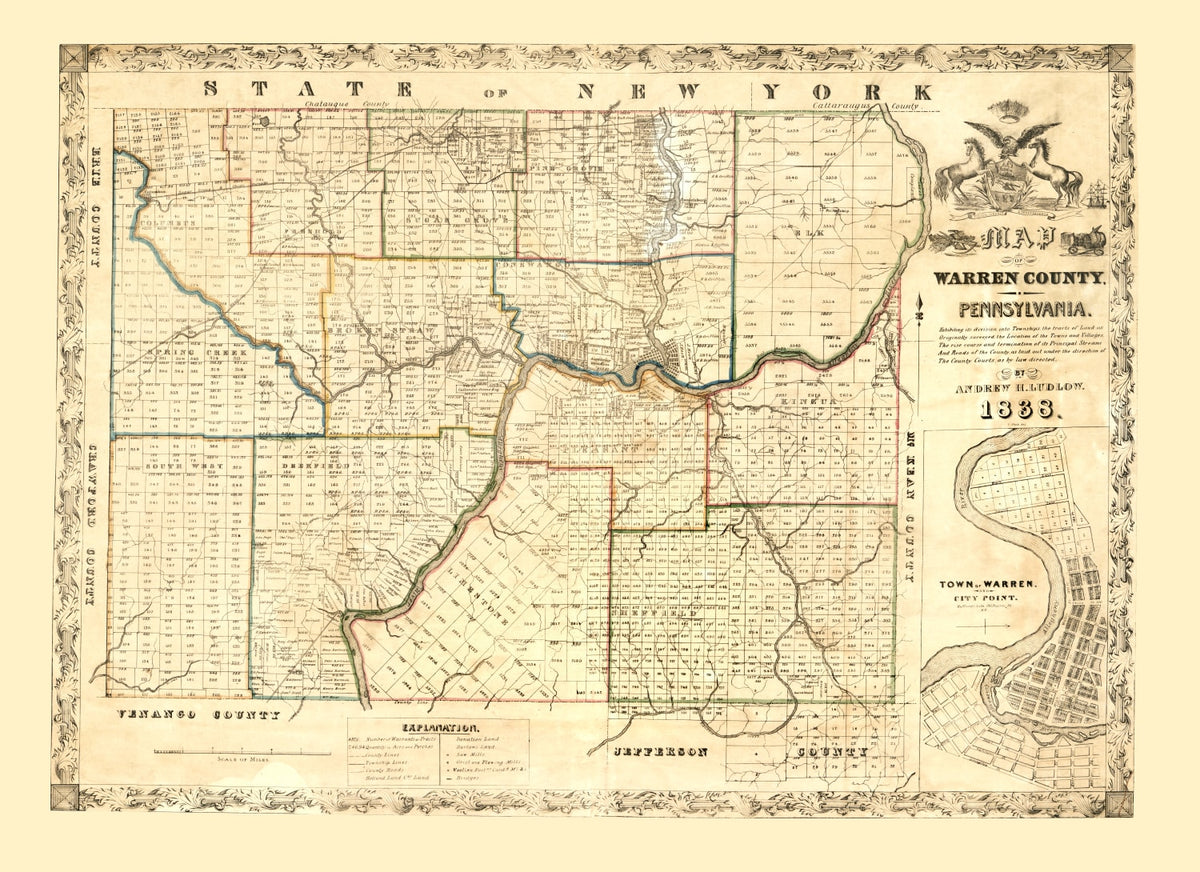 Preview of Vintage Map of Warren County, Pennsylvania 1838