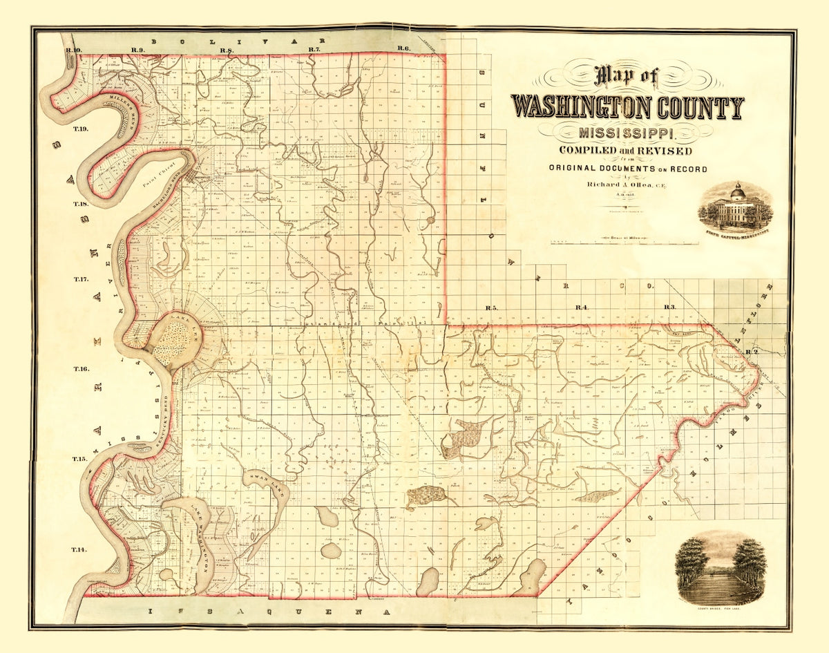 Preview of Vintage Map of Washington County, Mississippi 1871