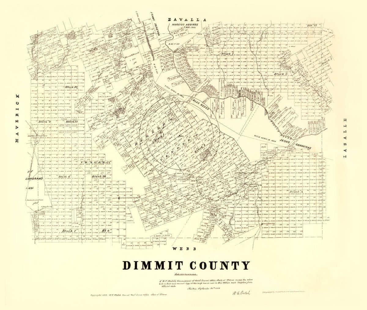Preview of Vintage Map of Dimmit County, Texas 1879