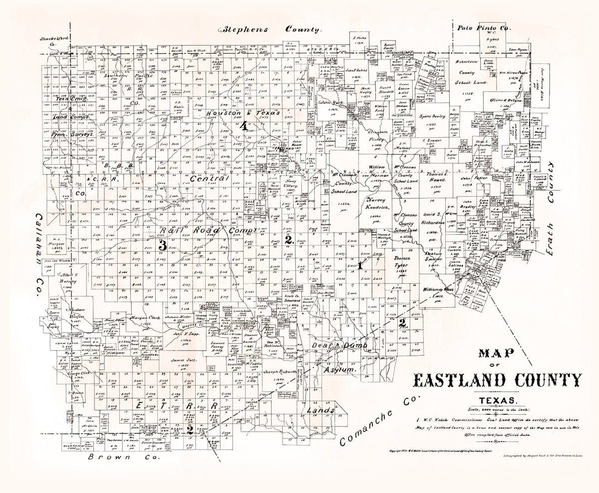 Preview of Vintage Map of Eastland County, Texas 1879