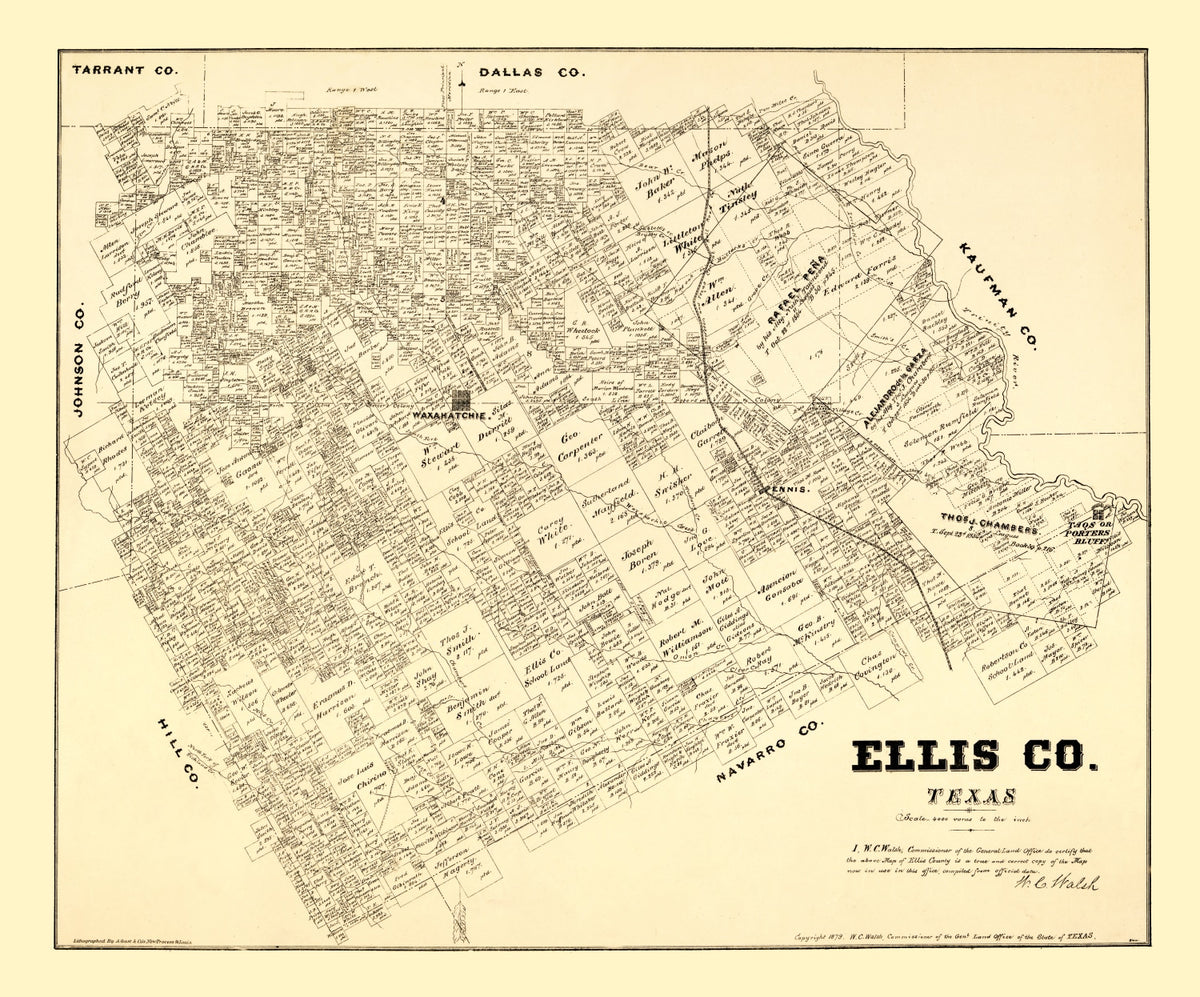Preview of Vintage Map of Ellis County, Texas 1879
