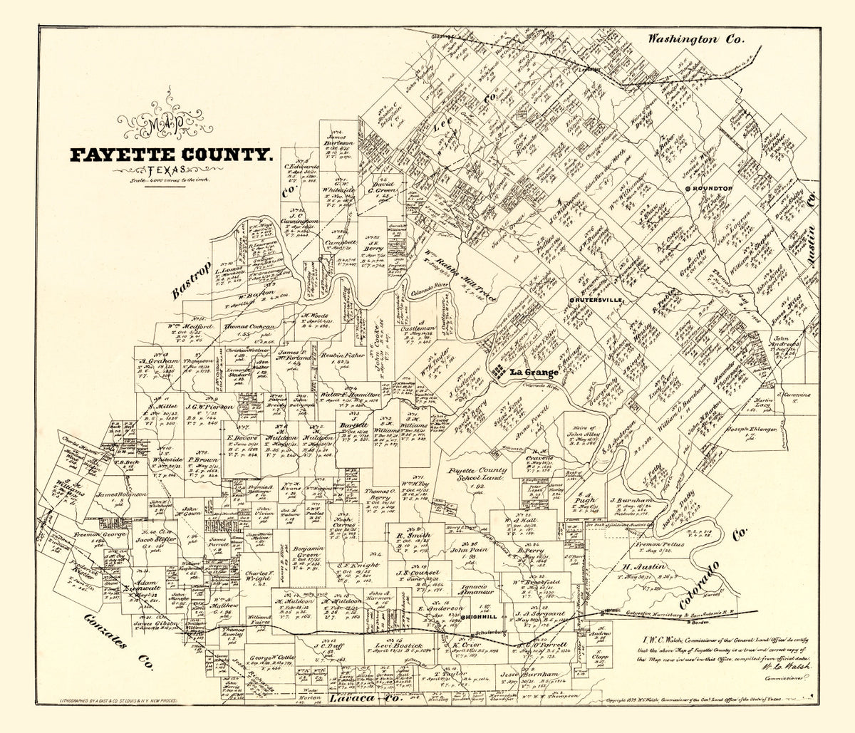 Preview of Vintage Map of Fayette County, Texas 1879