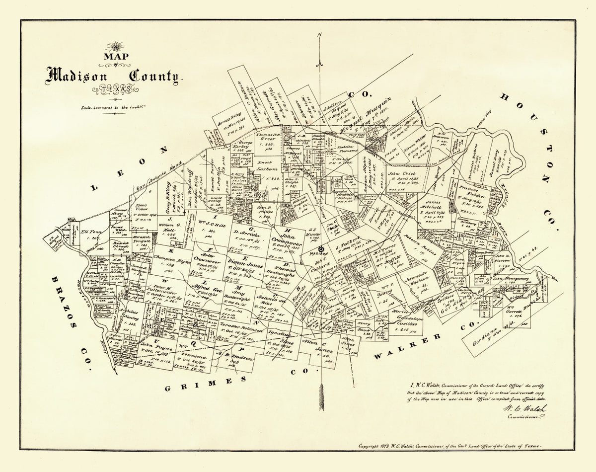 Preview of Vintage Map of Madison County, Texas 1879
