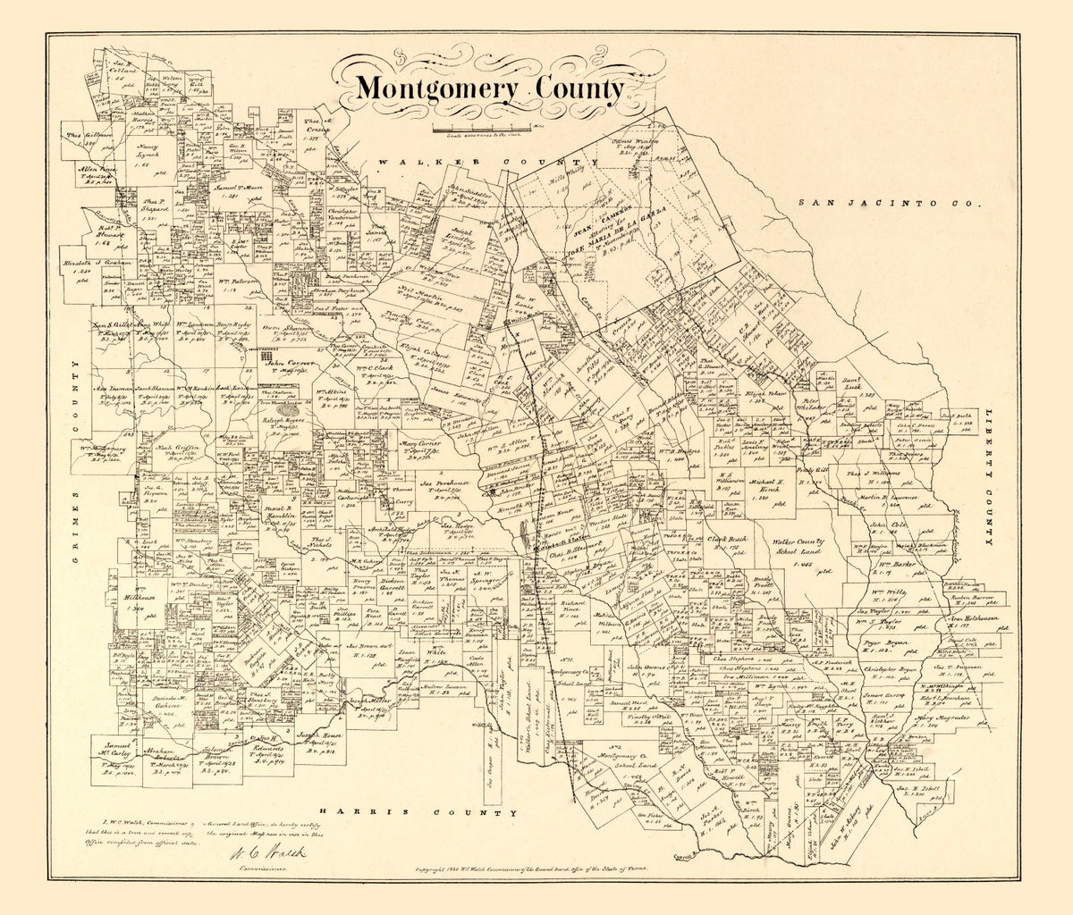 Preview of Vintage Map of Montgomery County, Texas 1880