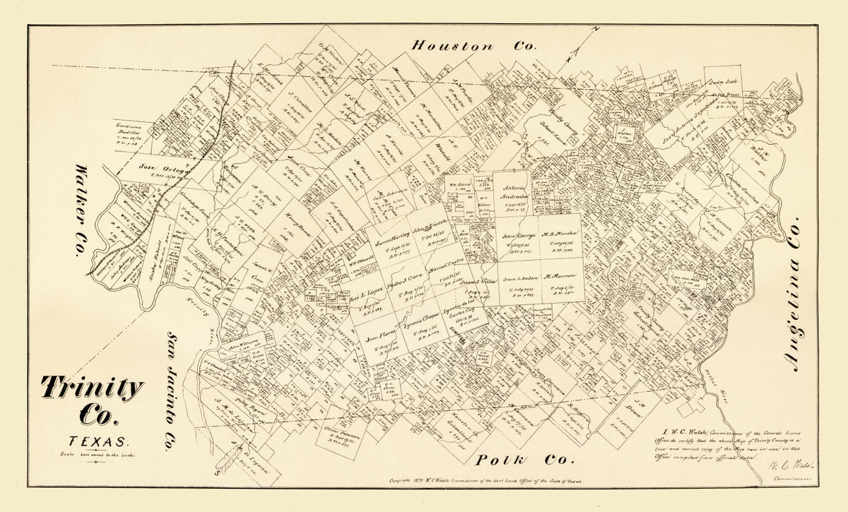 Preview of Vintage Map of Trinity County, Texas 1879