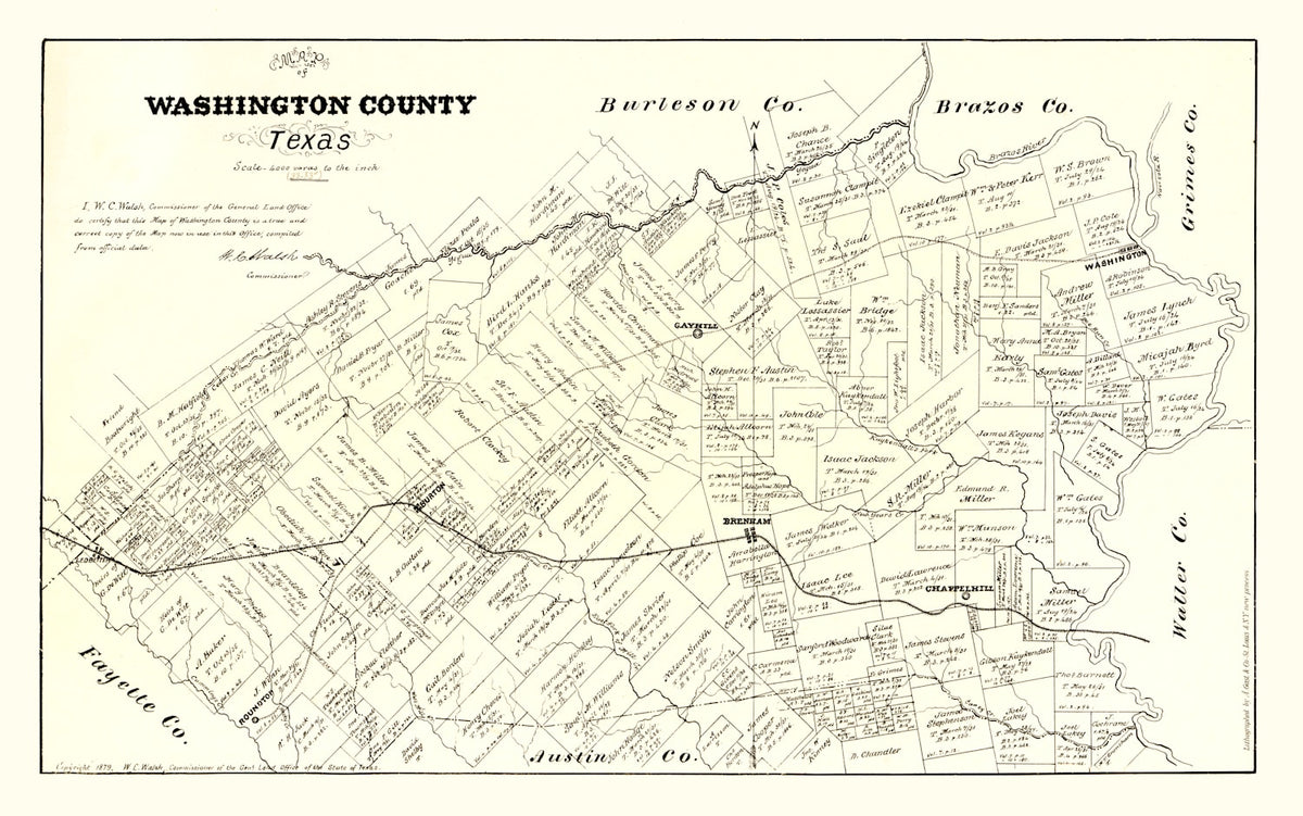 Preview of Vintage Map of Washington County, Texas 1879