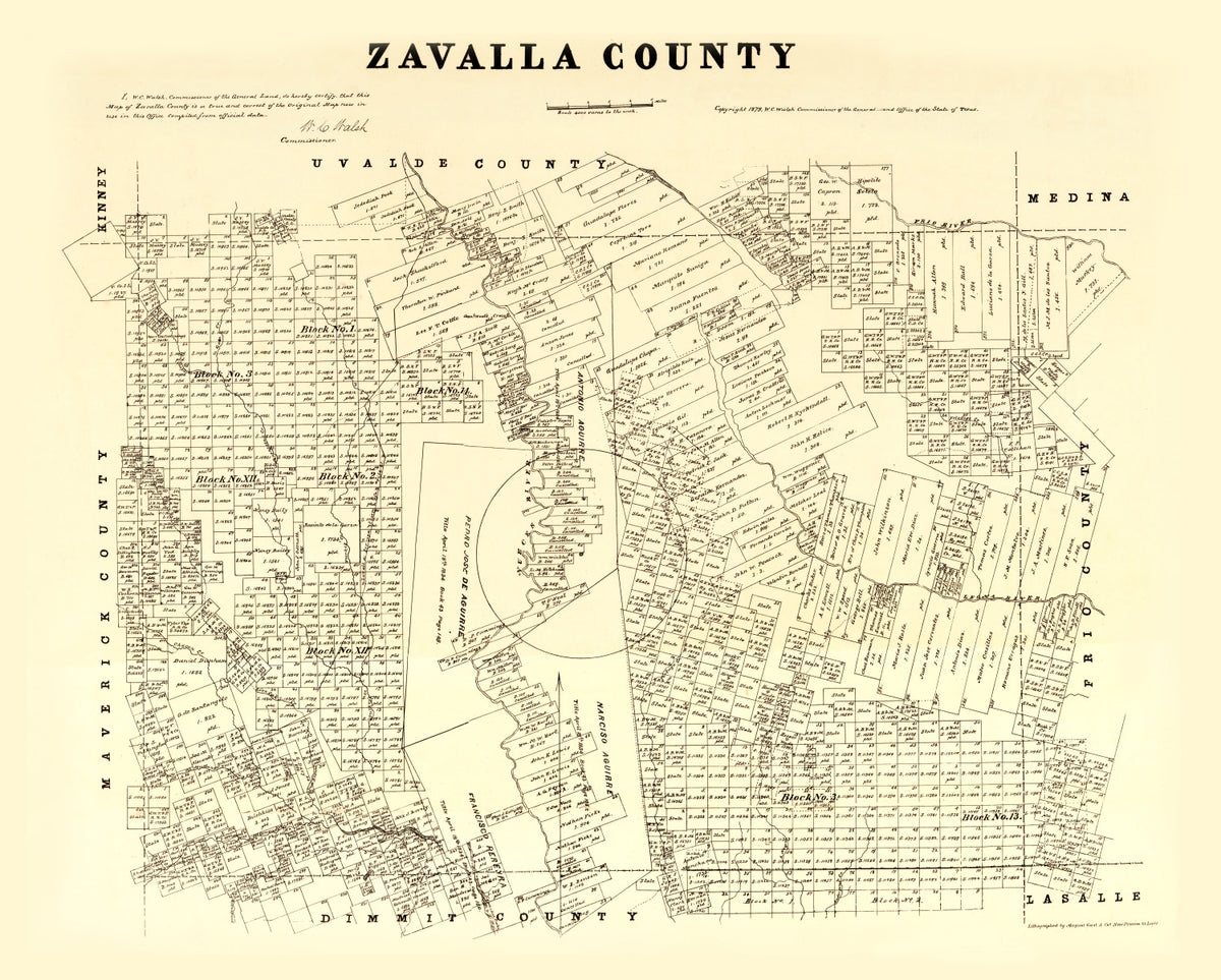 Preview of Vintage Map of Zavalla County, Texas 1879