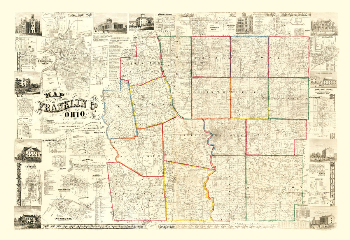 Preview of Vintage Map of Franklin County, Ohio 1856