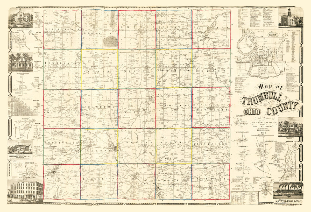 Preview of Vintage Map of Trumbull County, Ohio 1856