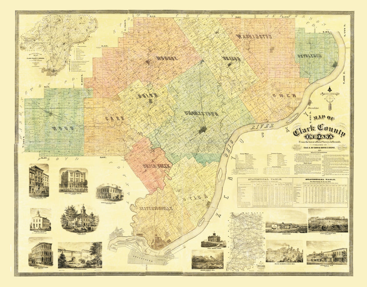 Preview of Vintage Map of Clark County, Indiana 1875