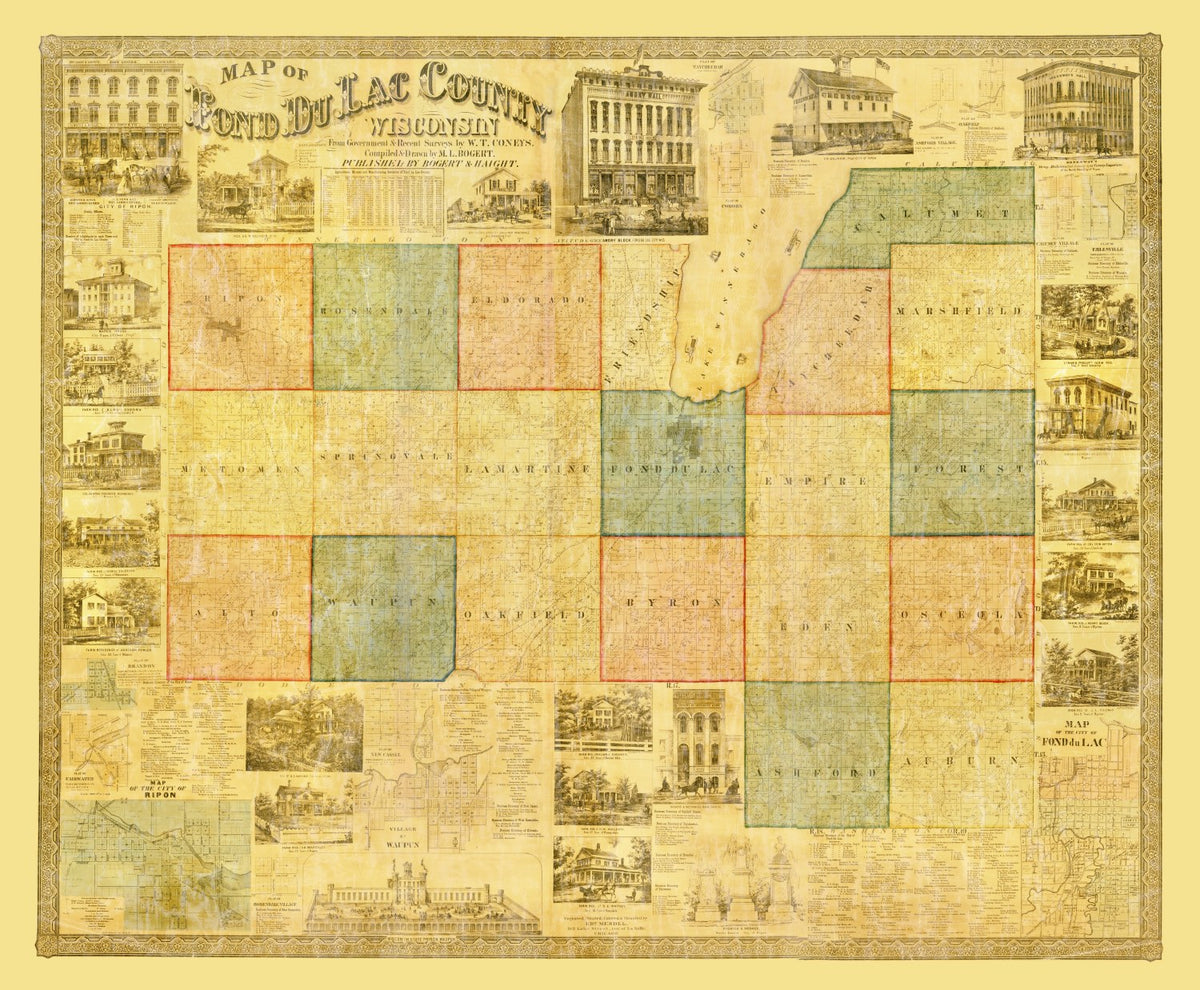 Preview of Vintage Map of Fond du Lac County, Wisconsin 1858